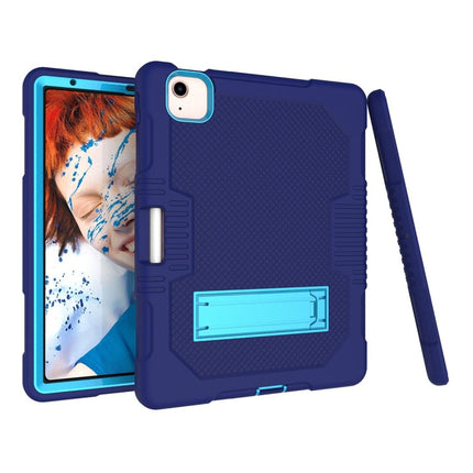 Contrast Color Robot Shockproof Silicon + PC Protective Case with Holder & Pen Slot For iPad Air 2022 / 2020 10.9(Navy Blue+Blue)(Navy Blue+Blue)-garmade.com