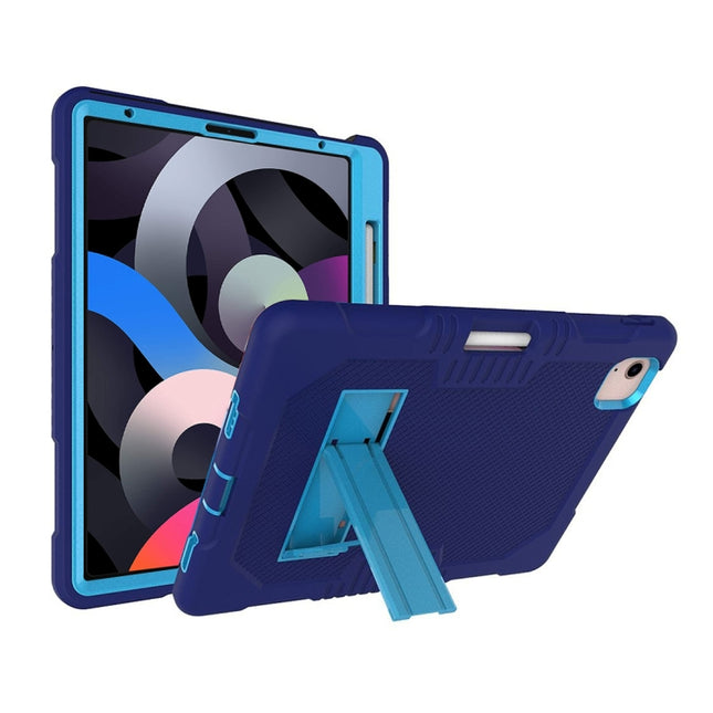 Contrast Color Robot Shockproof Silicon + PC Protective Case with Holder & Pen Slot For iPad Air 2022 / 2020 10.9(Navy Blue+Blue)(Navy Blue+Blue)-garmade.com