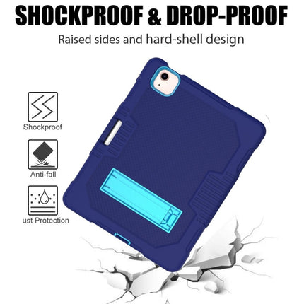 Contrast Color Robot Shockproof Silicon + PC Protective Case with Holder & Pen Slot For iPad Air 2022 / 2020 10.9(Navy Blue+Blue)(Navy Blue+Blue)-garmade.com