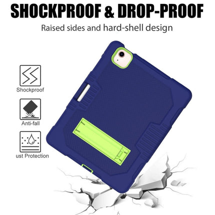 Contrast Color Robot Shockproof Silicon + PC Protective Case with Holder & Pen Slot For iPad Air 2022 / 2020 10.9(Navy Blue+Yellow Green)(Navy Blue+Yellow Green)-garmade.com