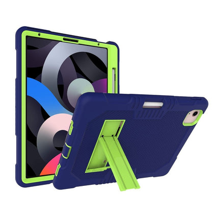 Contrast Color Robot Shockproof Silicon + PC Protective Case with Holder & Pen Slot For iPad Air 2022 / 2020 10.9(Navy Blue+Yellow Green)(Navy Blue+Yellow Green)-garmade.com