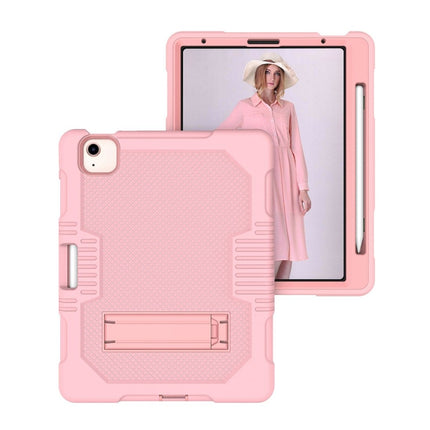 Contrast Color Robot Shockproof Silicon + PC Protective Case with Holder & Pen Slot For iPad Air 2022 / 2020 10.9(Rose Gold)-garmade.com