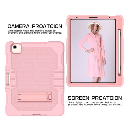 Contrast Color Robot Shockproof Silicon + PC Protective Case with Holder & Pen Slot For iPad Air 2022 / 2020 10.9(Rose Gold)-garmade.com