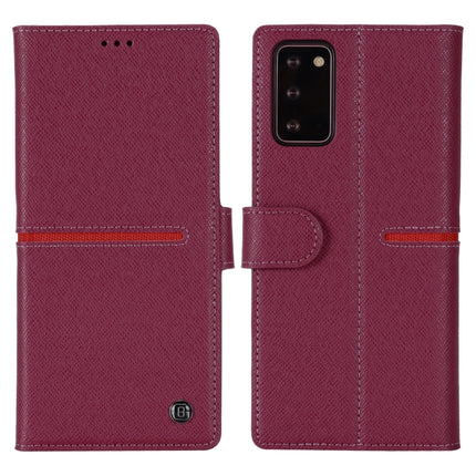 For Samsung Galaxy Note 20 GEBEI Top-grain Leather Horizontal Flip Protective Case with Holder & Card Slots & Wallet & Photo Frame(Wine Red)-garmade.com