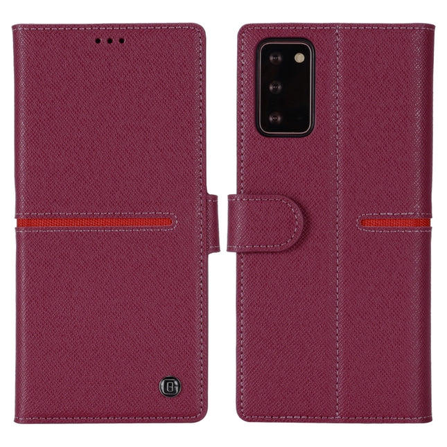 For Samsung Galaxy Note 20 GEBEI Top-grain Leather Horizontal Flip Protective Case with Holder & Card Slots & Wallet & Photo Frame(Wine Red)-garmade.com