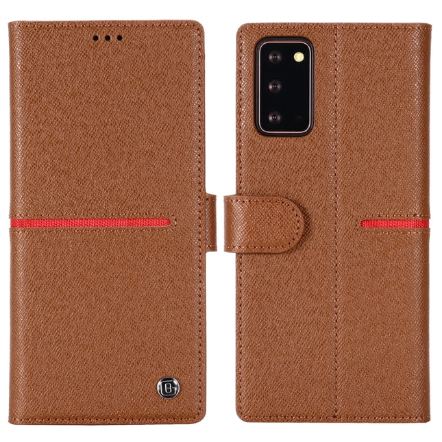 For Samsung Galaxy Note 20 GEBEI Top-grain Leather Horizontal Flip Protective Case with Holder & Card Slots & Wallet & Photo Frame(Brown)-garmade.com