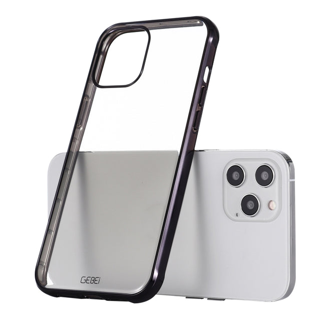 GEBEI Plating TPU Shockproof Protective Case For iPhone 12 / 12 Pro(Black)-garmade.com
