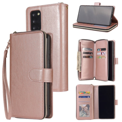 For Samsung Galaxy Note20 Ultra Zipper Wallet Bag Horizontal Flip PU Leather Case with Holder & 9 Card Slots & Wallet & Lanyard & Photo Frame(Rose Gold)-garmade.com