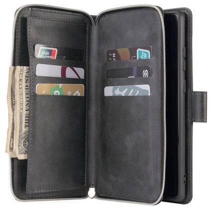 For Samsung Galaxy Note20 Ultra Zipper Wallet Bag Horizontal Flip PU Leather Case with Holder & 9 Card Slots & Wallet & Lanyard & Photo Frame(Black)-garmade.com