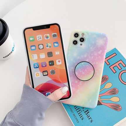Shockproo Colorful Glitter Marble Protective Case with Airbag Holder For iPhone 12 Pro Max(Blue Purple)-garmade.com