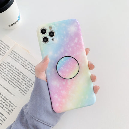 Shockproo Colorful Glitter Marble Protective Case with Airbag Holder For iPhone 11 Pro Max(Blue Purple)-garmade.com