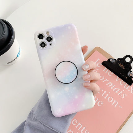 Shockproo Colorful Glitter Marble Protective Case with Airbag Holder For iPhone 11 Pro Max(Pink Blue)-garmade.com