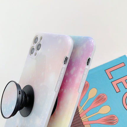 Shockproo Colorful Glitter Marble Protective Case with Airbag Holder For iPhone 11 Pro Max(Pink Blue)-garmade.com