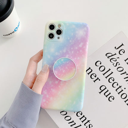 Shockproo Colorful Glitter Marble Protective Case with Folding Holder For iPhone 12 Pro Max(Blue Purple)-garmade.com