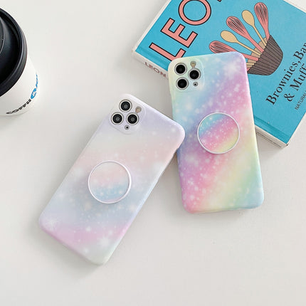 Shockproo Colorful Glitter Marble Protective Case with Folding Holder For iPhone 12 Pro Max(Pink Blue)-garmade.com