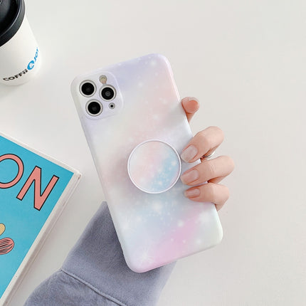 Shockproo Colorful Glitter Marble Protective Case with Folding Holder For iPhone 11 Pro Max(Pink Blue)-garmade.com