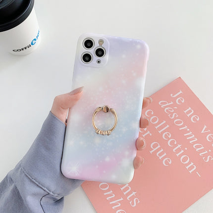 Shockproo Colorful Glitter Marble Protective Case with Ring Holder For iPhone 12 Pro Max(Pink Blue)-garmade.com