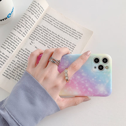 Shockproo Colorful Glitter Marble Protective Case with Ring Holder For iPhone 12 mini(Blue Purple)-garmade.com
