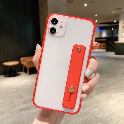 Shockproof Acrylic Protective Case with Wristband Holder For iPhone 12 Pro Max(Red)-garmade.com