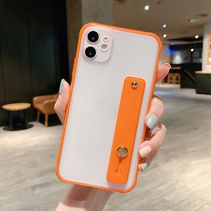 Shockproof Acrylic Protective Case with Wristband Holder For iPhone 12 Pro Max(Orange)-garmade.com