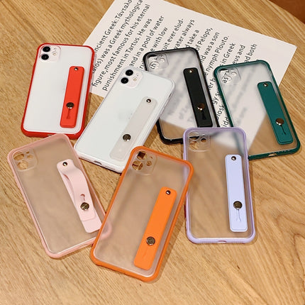 Shockproof Acrylic Protective Case with Wristband Holder For iPhone 12 Pro Max(Orange)-garmade.com