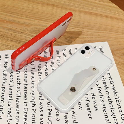 Shockproof Acrylic Protective Case with Wristband Holder For iPhone 12 Pro(Orange)-garmade.com