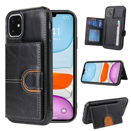 PU + TPU + PC Shockproof Back Cover Case with Card Slot & Holder For iPhone 11(Black)-garmade.com