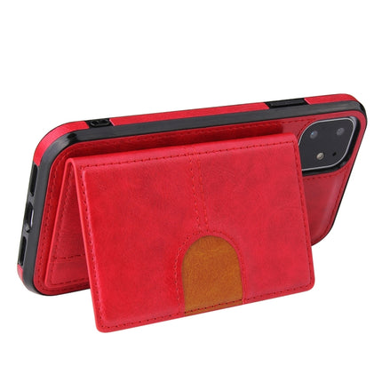 PU + TPU + PC Shockproof Back Cover Case with Card Slot & Holder For iPhone 11(Red)-garmade.com