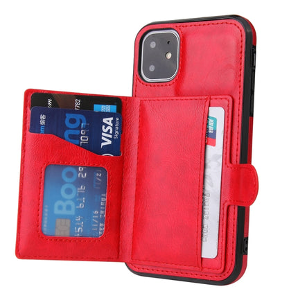 PU + TPU + PC Shockproof Back Cover Case with Card Slot & Holder For iPhone 11(Red)-garmade.com