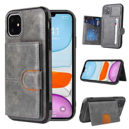 PU + TPU + PC Shockproof Back Cover Case with Card Slot & Holder For iPhone 11(Grey)-garmade.com