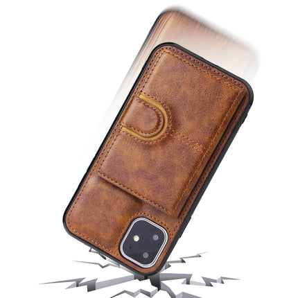 PU + TPU + PC Shockproof Back Cover Case with Card Slot & Holder For iPhone 11(Brown)-garmade.com