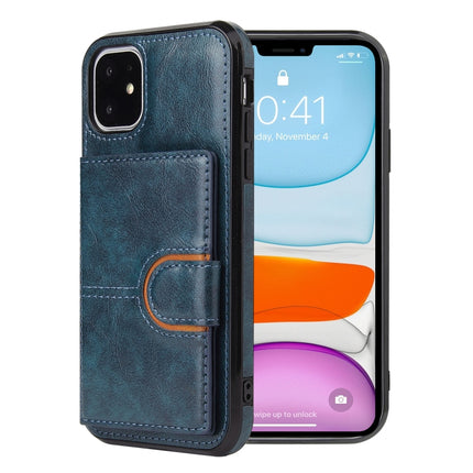 PU + TPU + PC Shockproof Back Cover Case with Card Slot & Holder For iPhone 11 Pro(Blue)-garmade.com