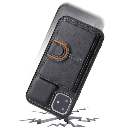 PU + TPU + PC Shockproof Back Cover Case with Card Slot & Holder For iPhone 11 Pro Max(Black)-garmade.com