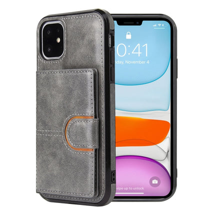 PU + TPU + PC Shockproof Back Cover Case with Card Slot & Holder For iPhone 11 Pro Max(Grey)-garmade.com