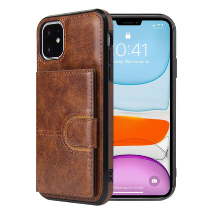 PU + TPU + PC Shockproof Back Cover Case with Card Slot & Holder For iPhone 11 Pro Max(Brown)-garmade.com