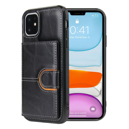 PU + TPU + PC Shockproof Back Cover Case with Card Slot & Holder For iPhone 12 mini(Black)-garmade.com