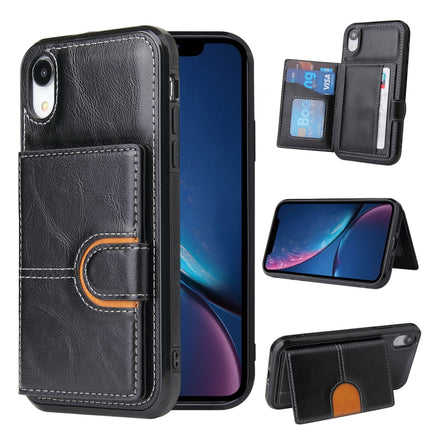 PU + TPU + PC Shockproof Back Cover Case with Card Slot & Holder For iPhone XS / X(Black)-garmade.com