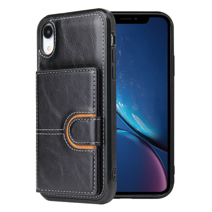 PU + TPU + PC Shockproof Back Cover Case with Card Slot & Holder For iPhone XS / X(Black)-garmade.com