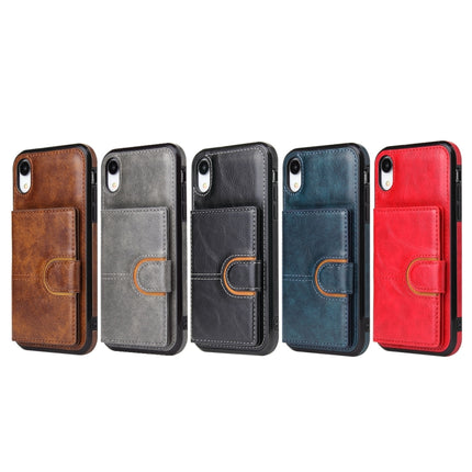 PU + TPU + PC Shockproof Back Cover Case with Card Slot & Holder For iPhone XS / X(Black)-garmade.com