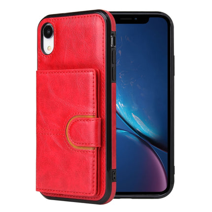 PU + TPU + PC Shockproof Back Cover Case with Card Slot & Holder For iPhone XS / X(Red)-garmade.com