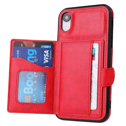 PU + TPU + PC Shockproof Back Cover Case with Card Slot & Holder For iPhone XS / X(Red)-garmade.com