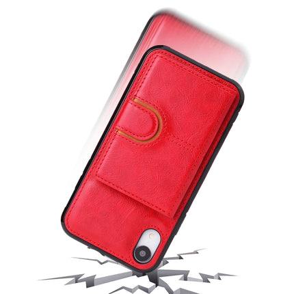 PU + TPU + PC Shockproof Back Cover Case with Card Slot & Holder For iPhone XS / X(Red)-garmade.com