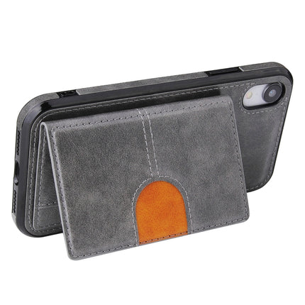 PU + TPU + PC Shockproof Back Cover Case with Card Slot & Holder For iPhone XS / X(Grey)-garmade.com