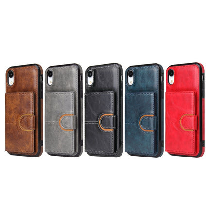 PU + TPU + PC Shockproof Back Cover Case with Card Slot & Holder For iPhone XS / X(Grey)-garmade.com