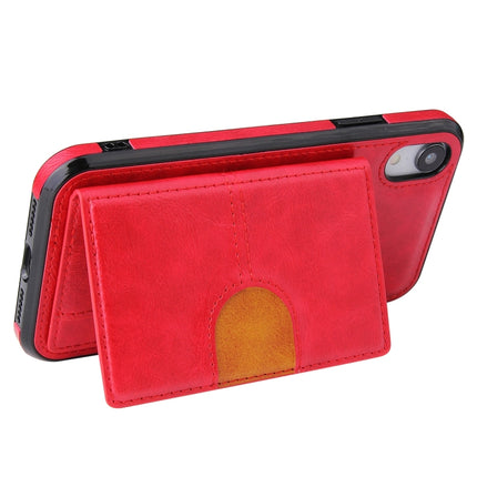 PU + TPU + PC Shockproof Back Cover Case with Card Slot & Holder For iPhone XR(Red)-garmade.com