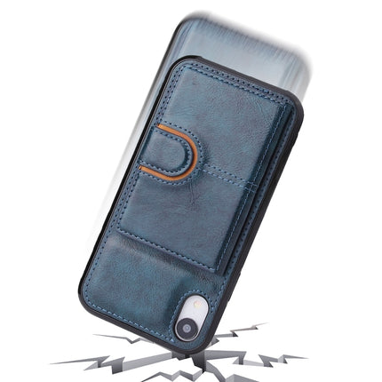 PU + TPU + PC Shockproof Back Cover Case with Card Slot & Holder For iPhone XS Max(Blue)-garmade.com