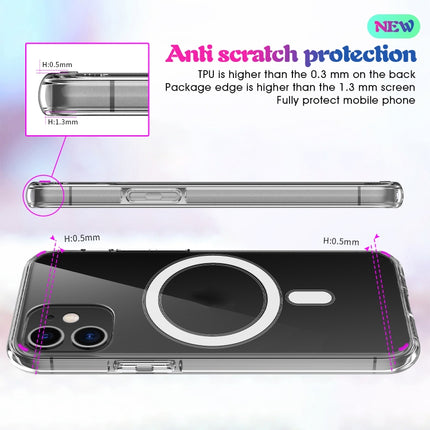 Magsafe Case Simple Magnetic Ring All-inclusive Clear Crystal Acrylic PC +TPU Shockproof Case For iPhone 12 Pro Max(Transparent)-garmade.com