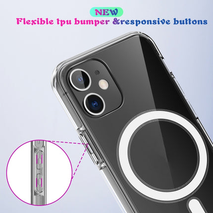 Magsafe Case Simple Magnetic Ring All-inclusive Clear Crystal Acrylic PC +TPU Shockproof Case(Transparent)-garmade.com