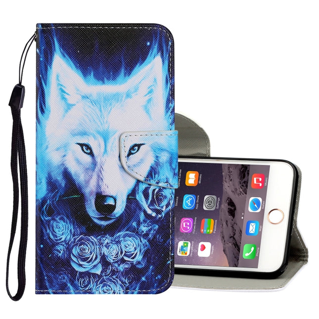 Coloured Drawing Pattern Horizontal Flip PU Leather Case with Holder & Card Slots & Wallet & Lanyard For iPhone 6 & 6s(Rose Wolf)-garmade.com
