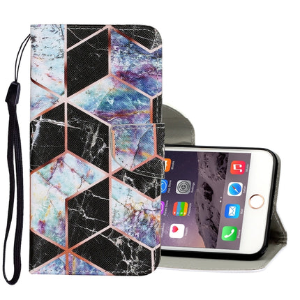 Coloured Drawing Pattern Horizontal Flip PU Leather Case with Holder & Card Slots & Wallet & Lanyard For iPhone 6 & 6s(Black Marble)-garmade.com